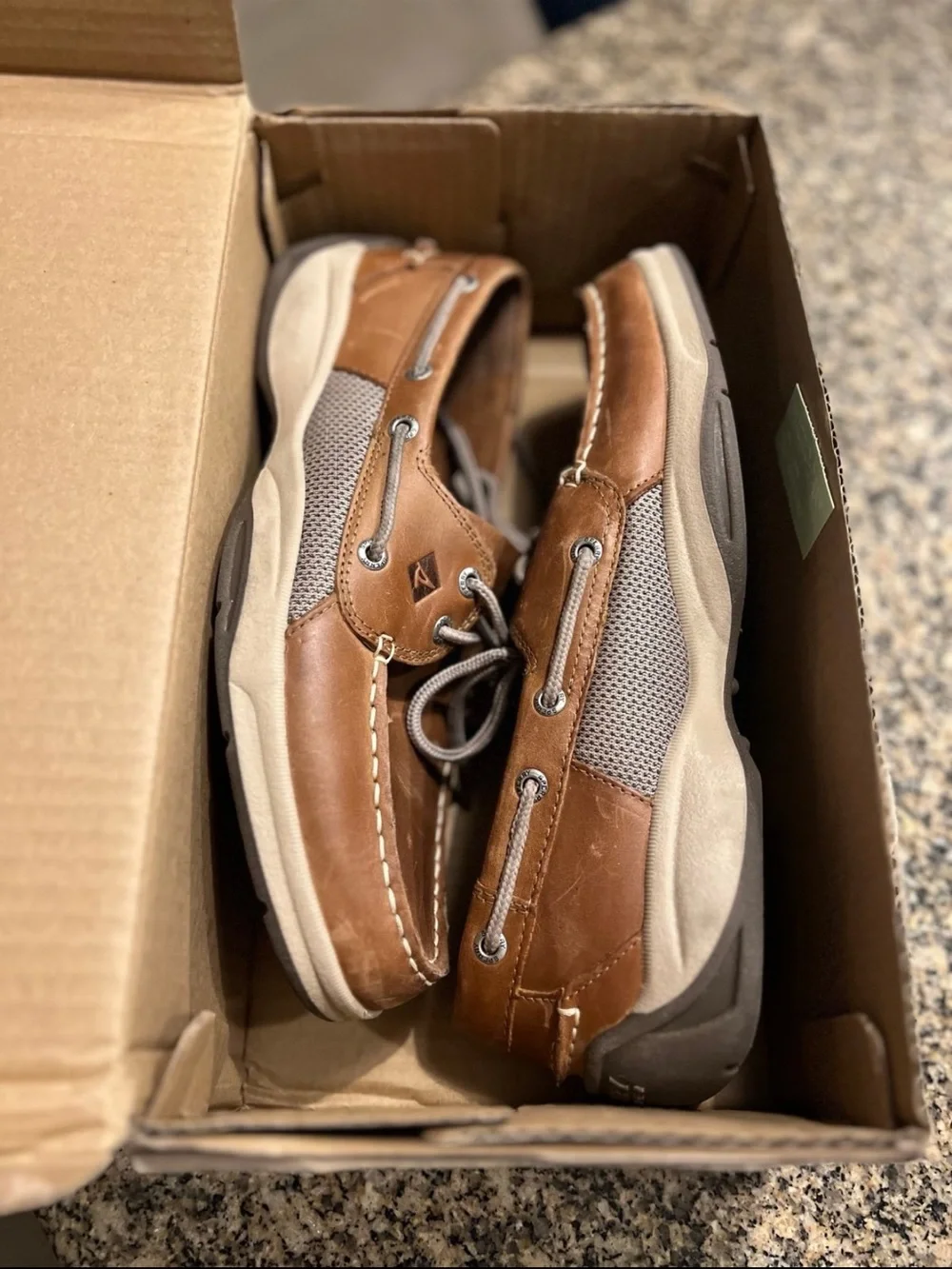 Sperry Men's Tan/Brown Mesh-Panel Boat Shoe